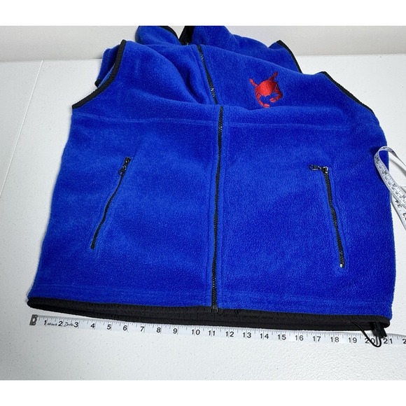 Vintage‎ Most Wanted Embroidered Red Crab Blue Fleece Vest Mens M - Picture 7 of 10
